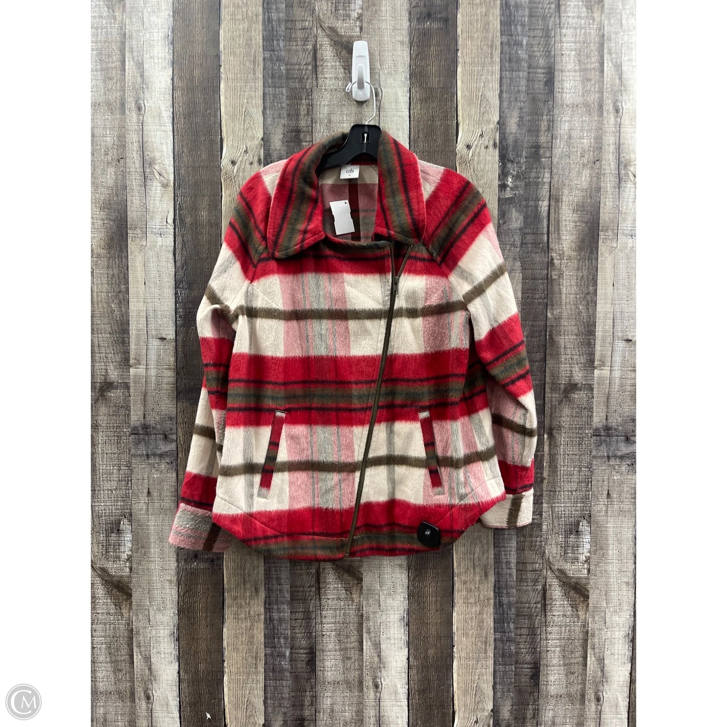 Jacket Fleece By Cabi In Plaid Pattern, Size: M