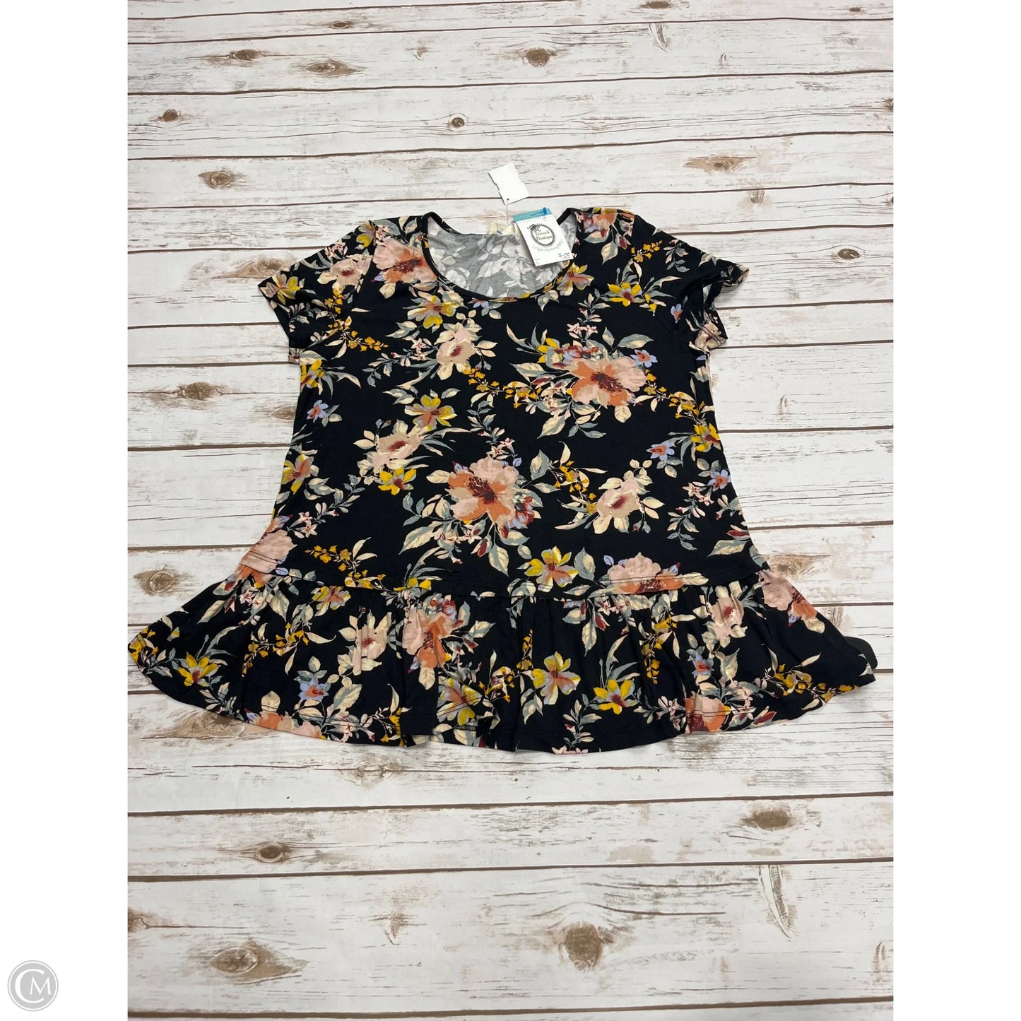 Top Short Sleeve By Cme In Black, Size: L