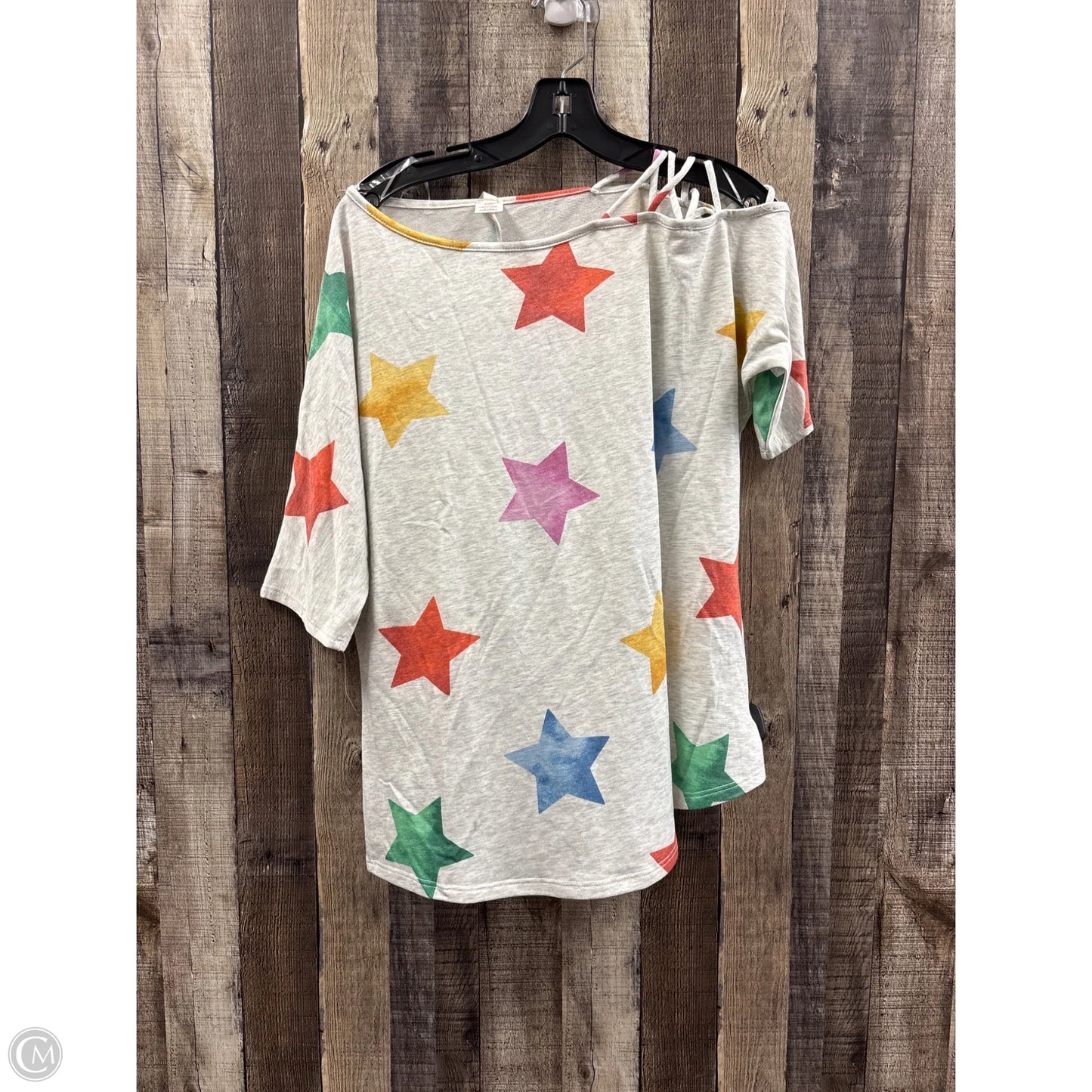 Top Short Sleeve By Cme In Grey, Size: L