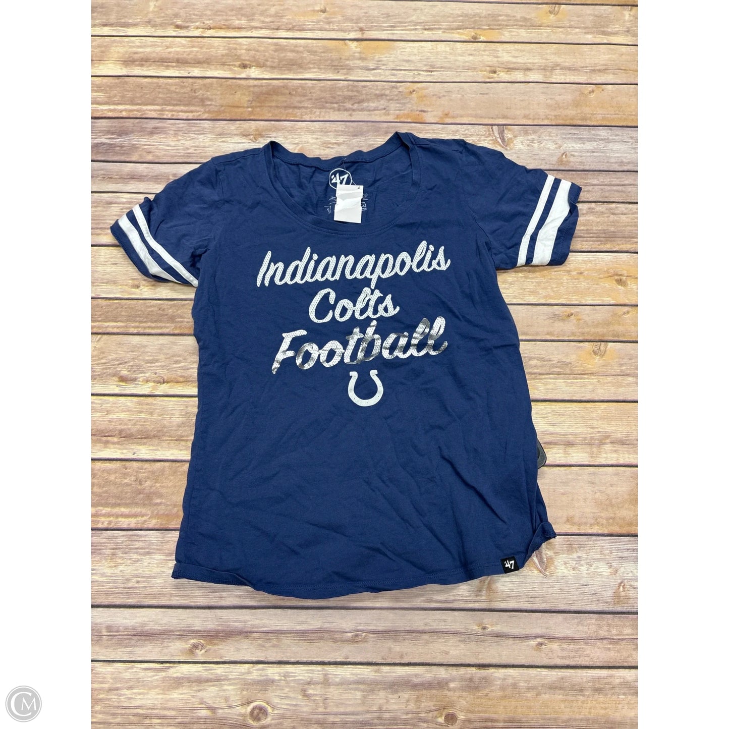 Top Short Sleeve By Cme In Blue & White, Size: S