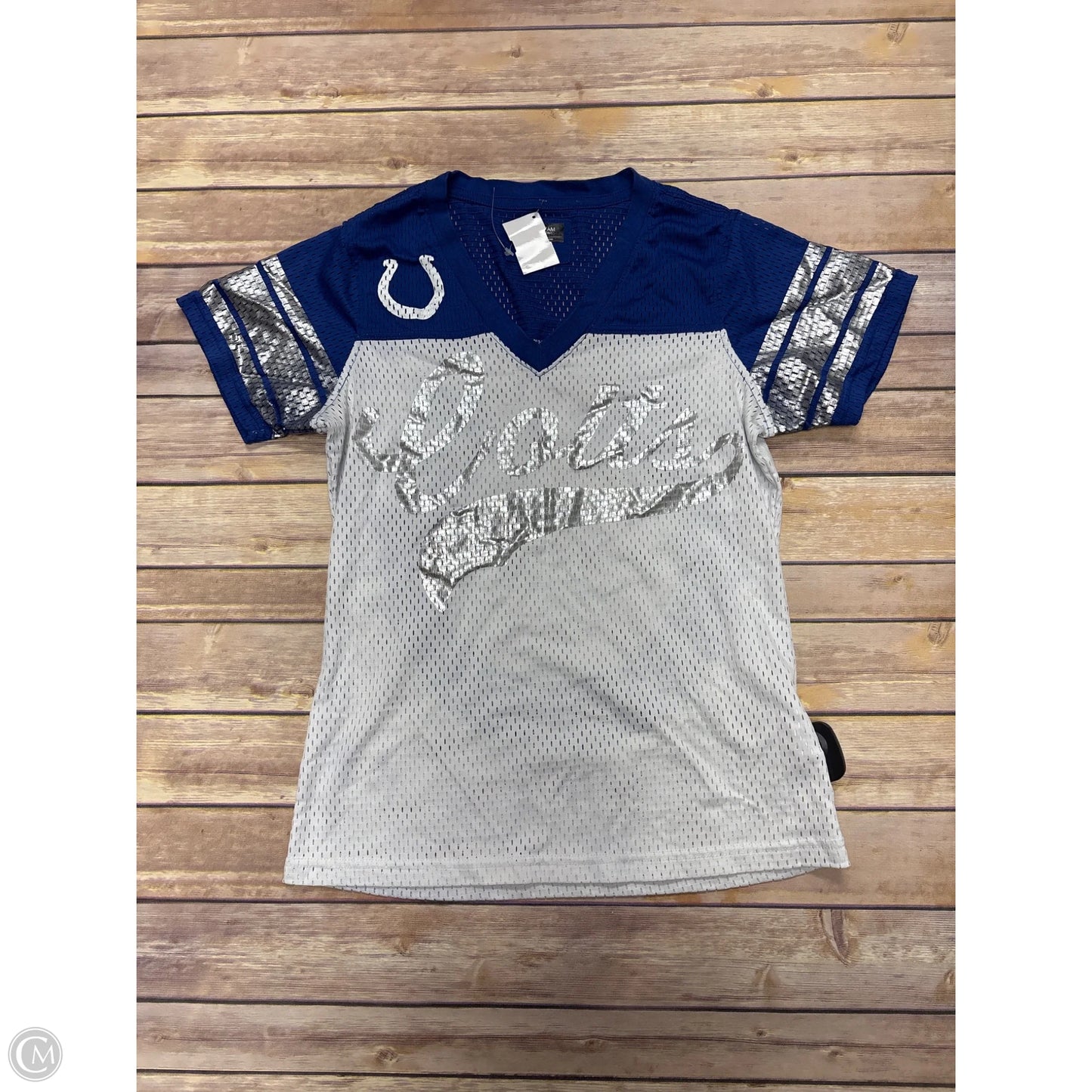 Athletic Top Short Sleeve By Nfl In Blue & White, Size: Xs