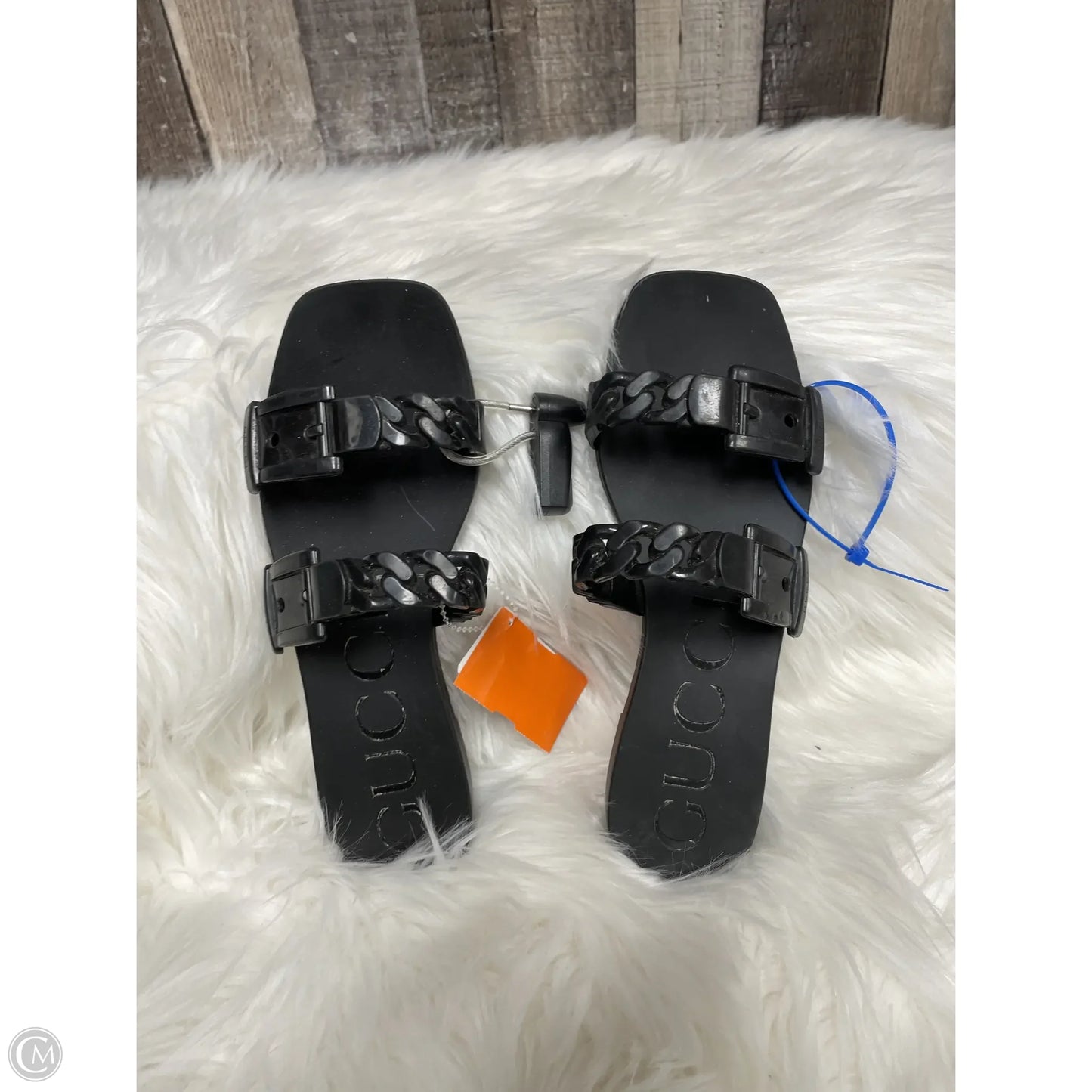 Sandals Luxury Designer By Gucci In Black, Size:4