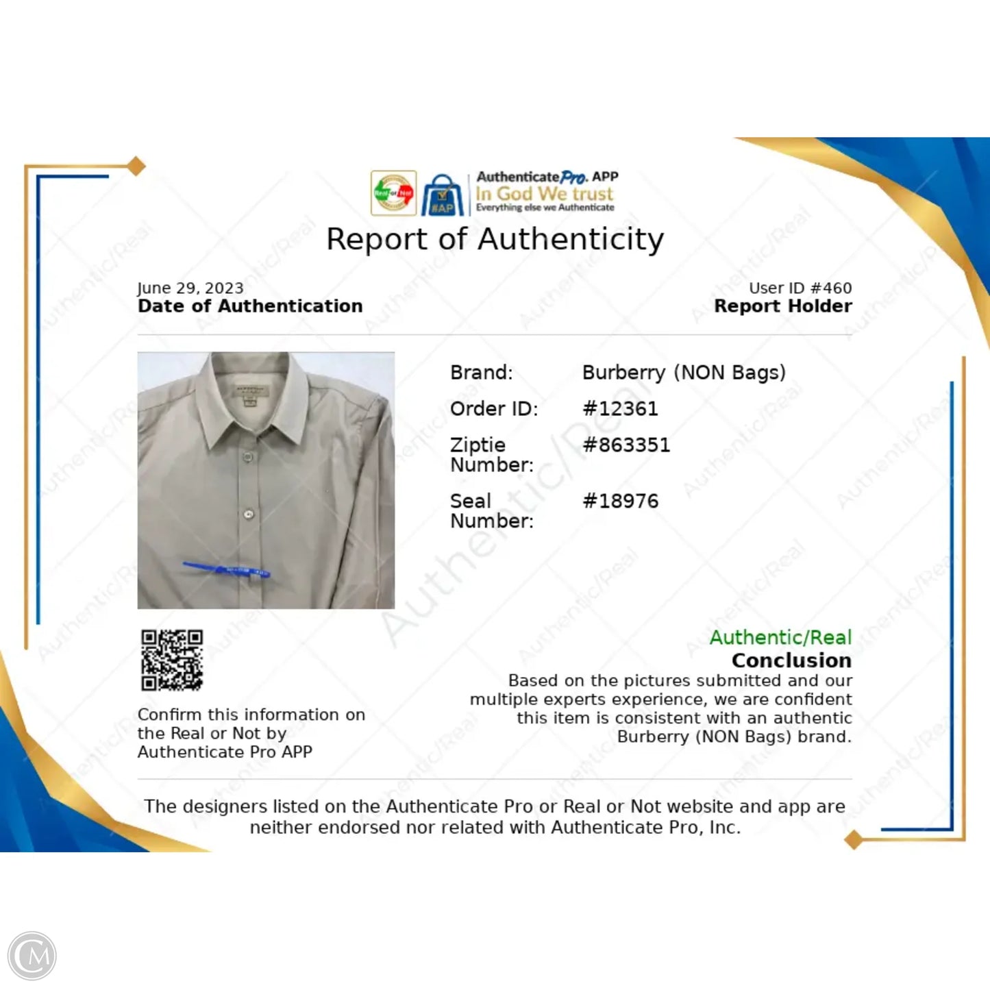 Top Long Sleeve Luxury Designer By Burberry In Tan, Size: Xs