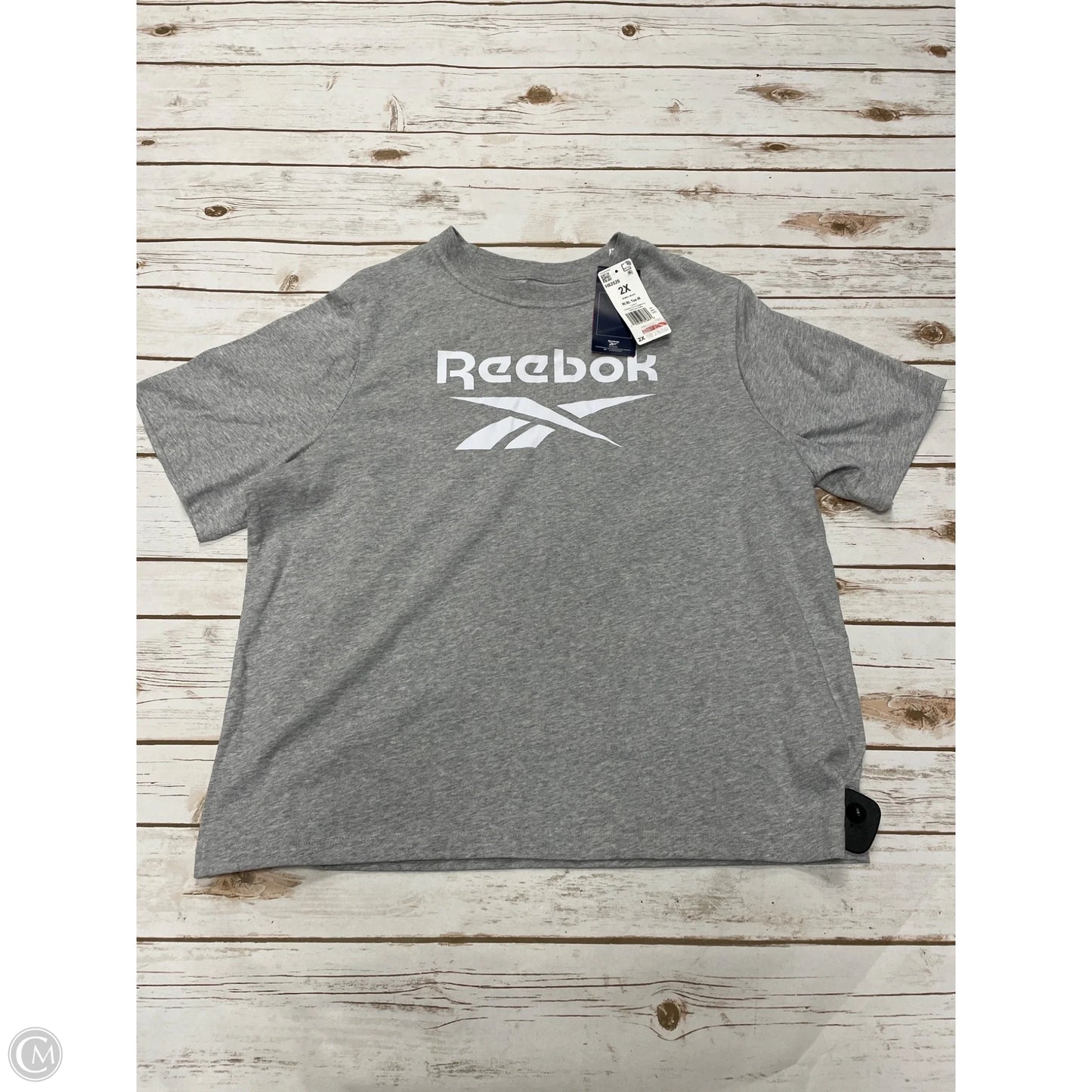 Athletic Top Short Sleeve By Reebok In Grey, Size: 2x