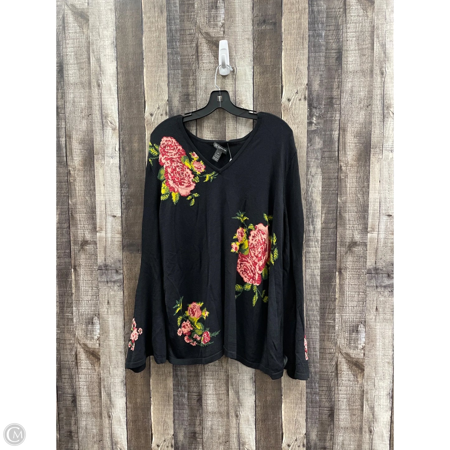 Top Long Sleeve By International Concepts In Black, Size: 2x
