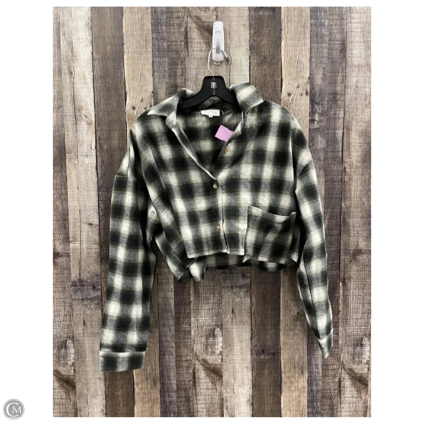 Top Long Sleeve By Cme In Plaid Pattern, Size: M