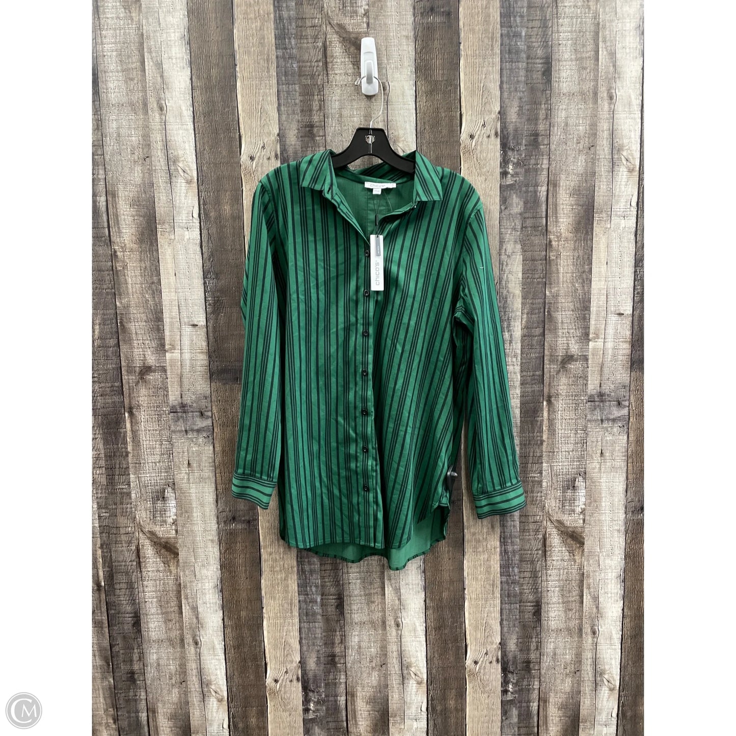 Top Long Sleeve By Chicos In Green, Size: M