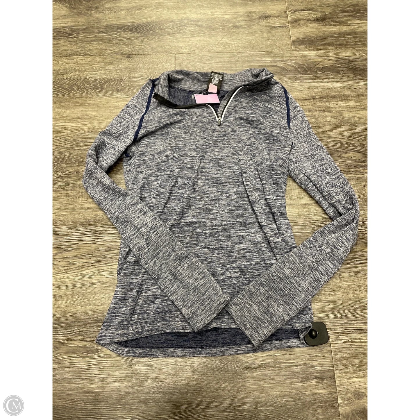 Athletic Top Long Sleeve Collar By Pink In Blue, Size: L