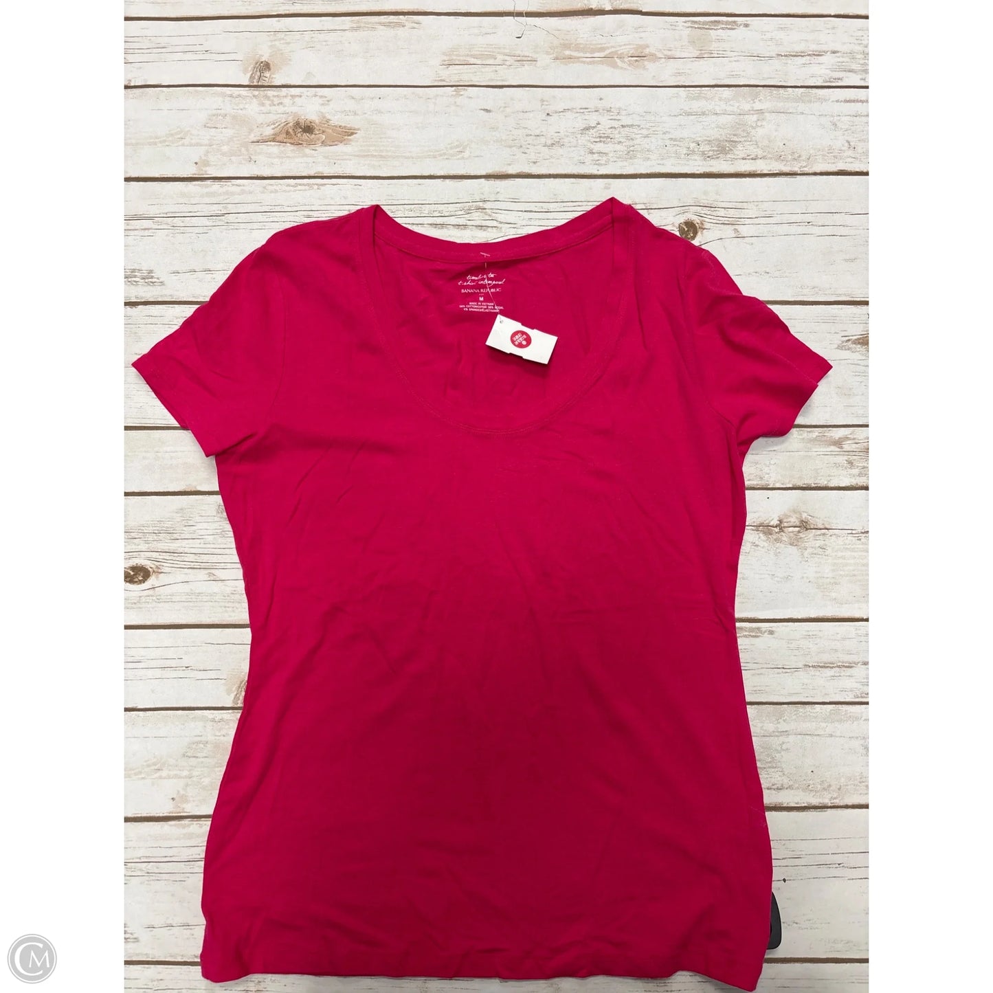 Top Short Sleeve Basic By Banana Republic In Pink, Size: M