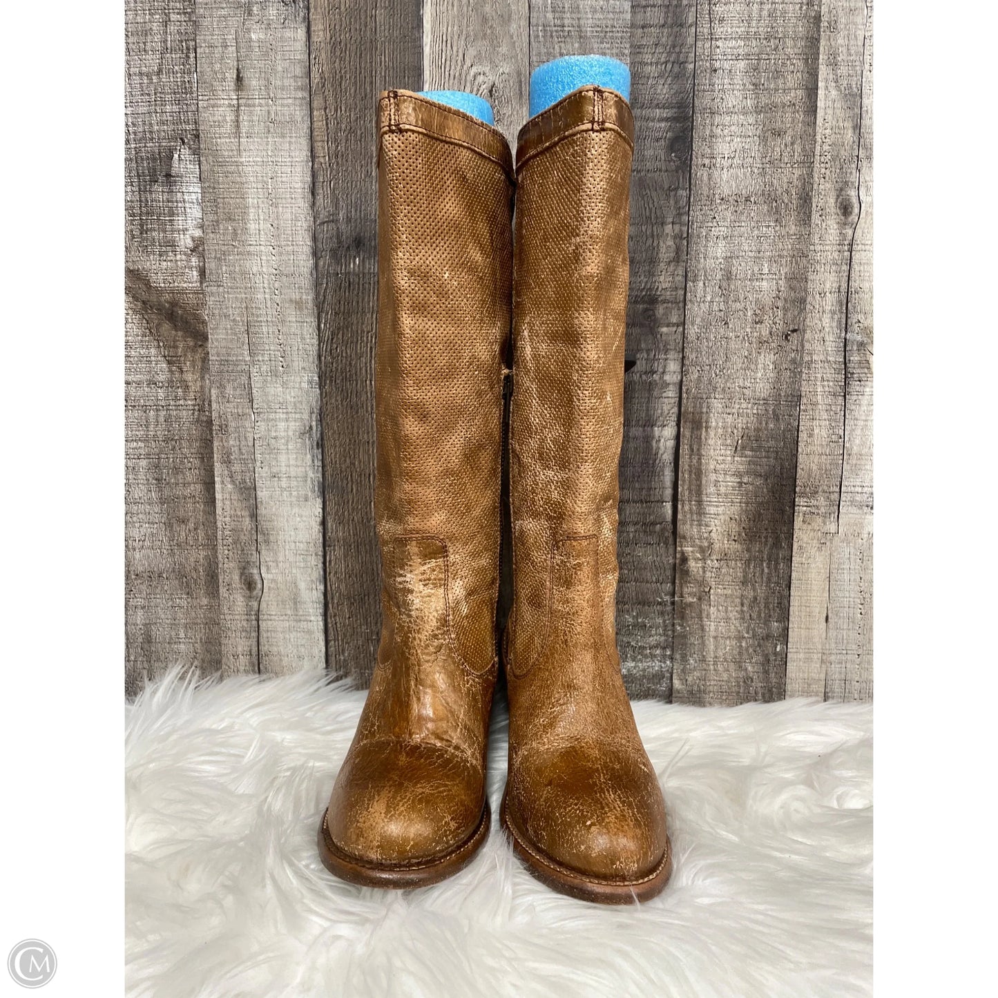 Boots Knee Heels By Bed Stu In Brown, Size: 8.5