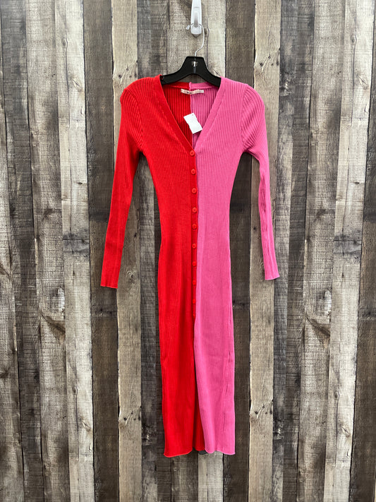 Dress Casual Midi By Mi Ami In Pink & Red, Size: Xxs