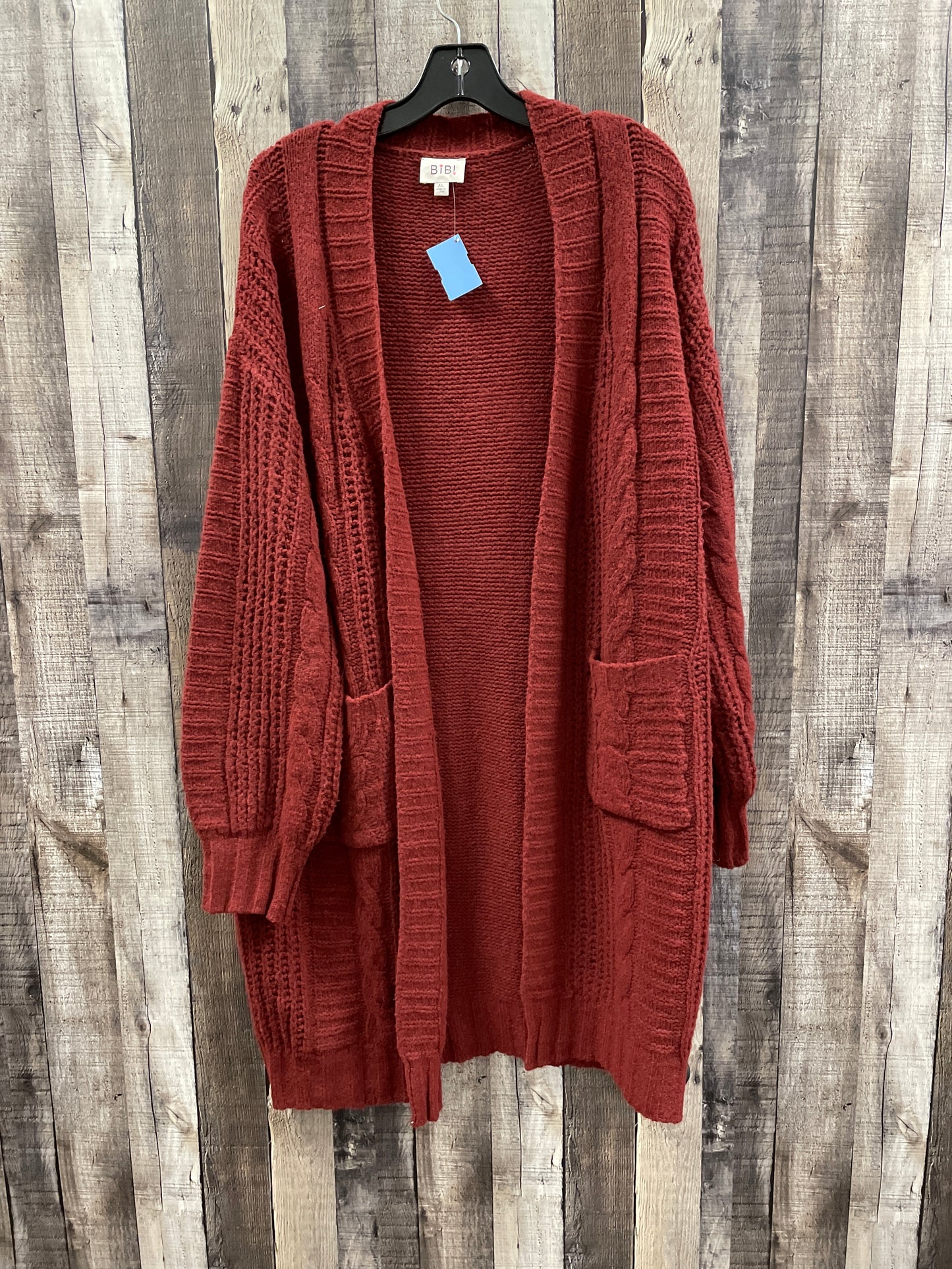 Sweater Cardigan By Bibi In Maroon, Size: Xl