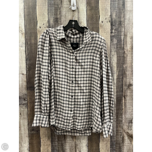 Top Long Sleeve By Rails In Plaid Pattern, Size: L