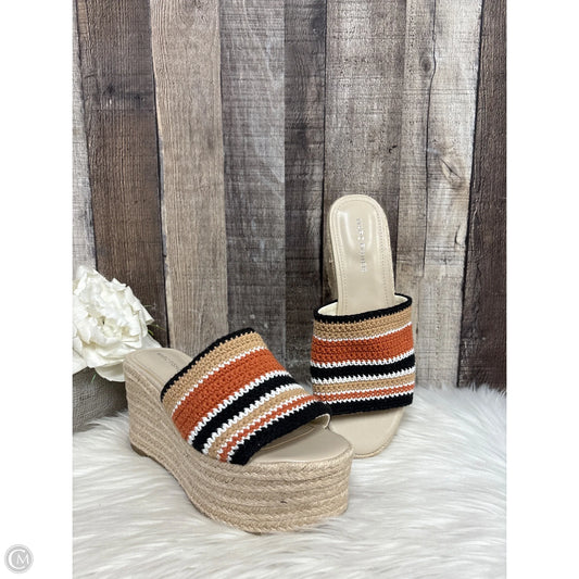 Sandals Heels Wedge By Marc Fisher In Brown & Cream, Size: 8