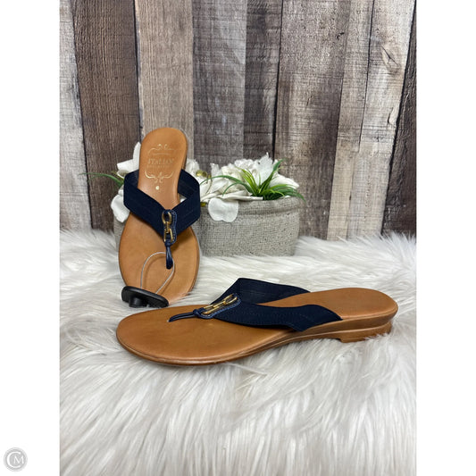 Sandals Flip Flops By Italian Shoemakers In Blue, Size: 6