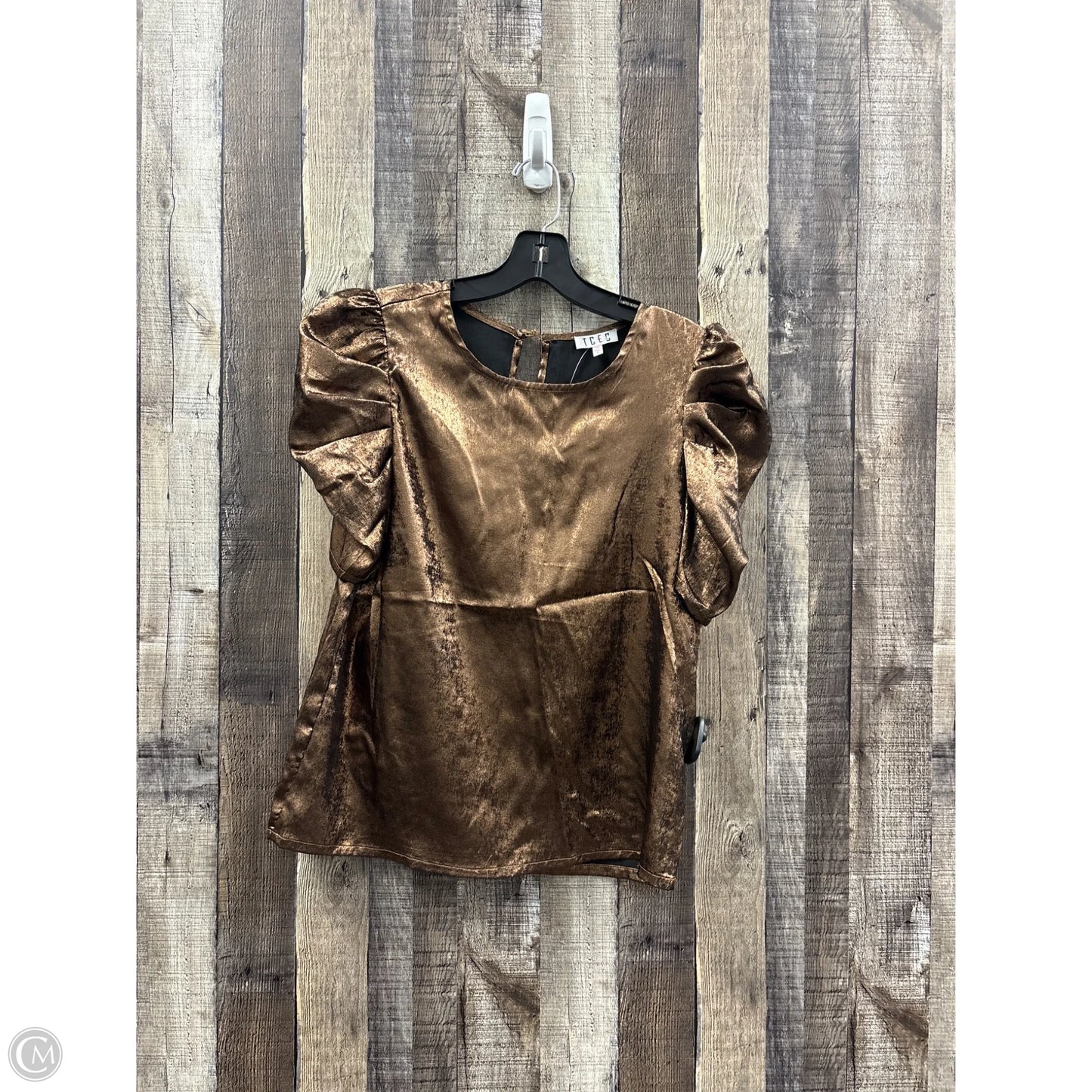 Top Short Sleeve By Tcec In Bronze, Size: S