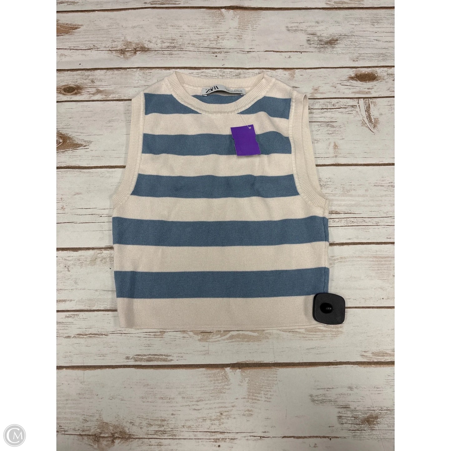 Top Sleeveless By Zara In Striped Pattern, Size: M