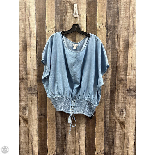 Top Short Sleeve By Venus In Blue Denim, Size: 1x