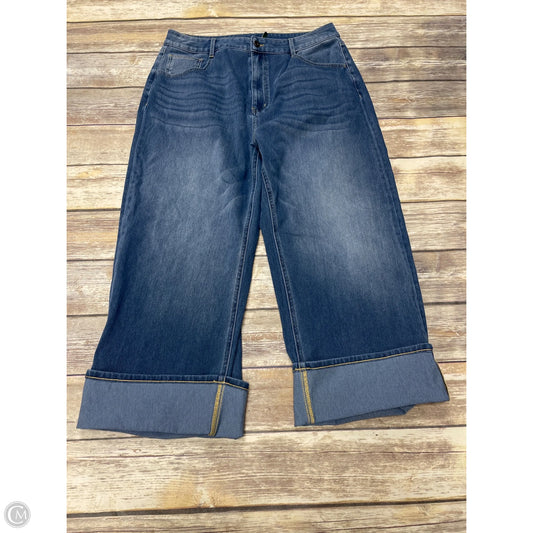 Jeans Cropped By Halara In Blue Denim, Size: Xl