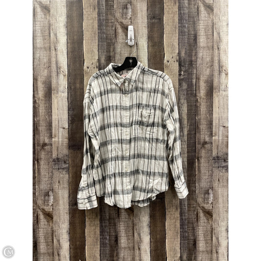 Top Long Sleeve By So In Plaid Pattern, Size: M