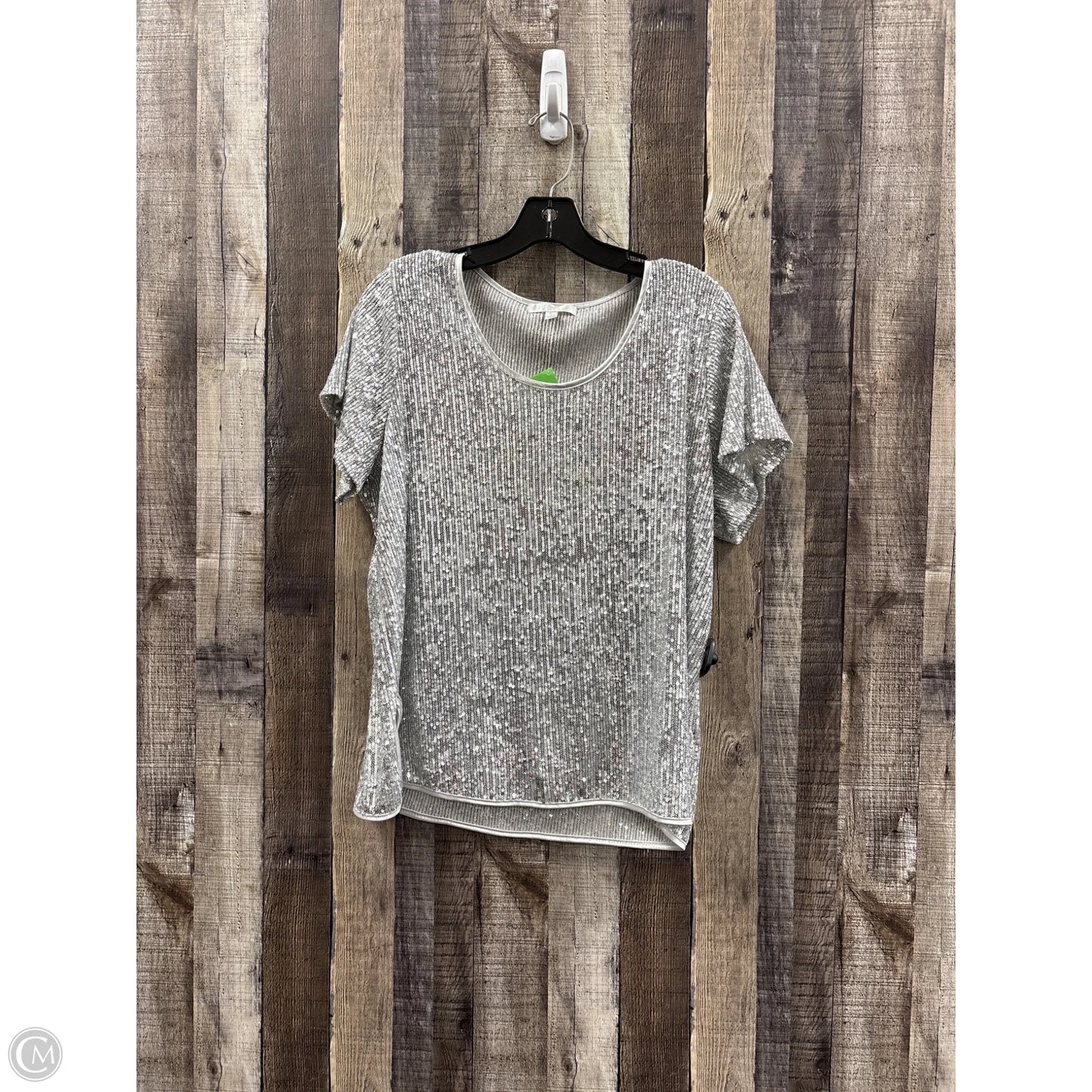 Top Short Sleeve By Design History In Silver, Size: L