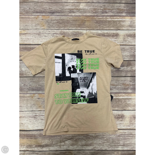 Top Short Sleeve By Shein In Tan, Size: S