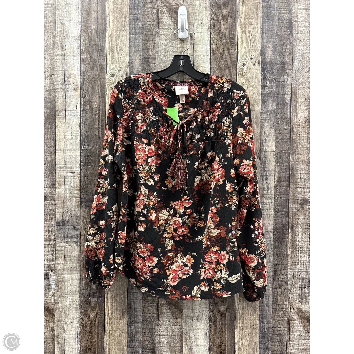 Top Long Sleeve By Knox Rose In Floral Print, Size: Xl