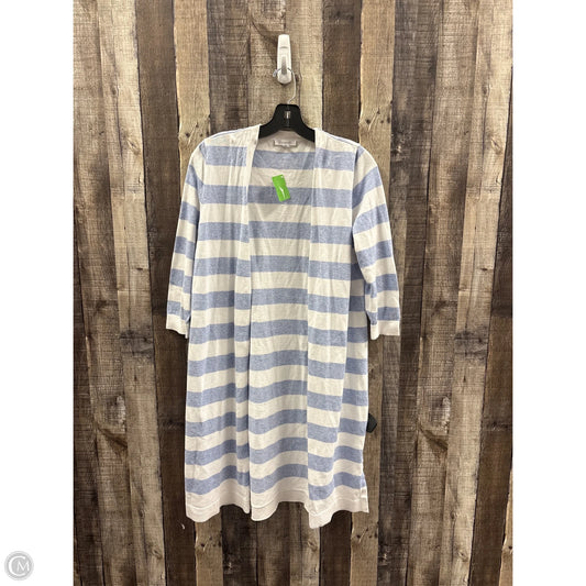 Sweater Cardigan By Talbots In Blue & White, Size: Lp