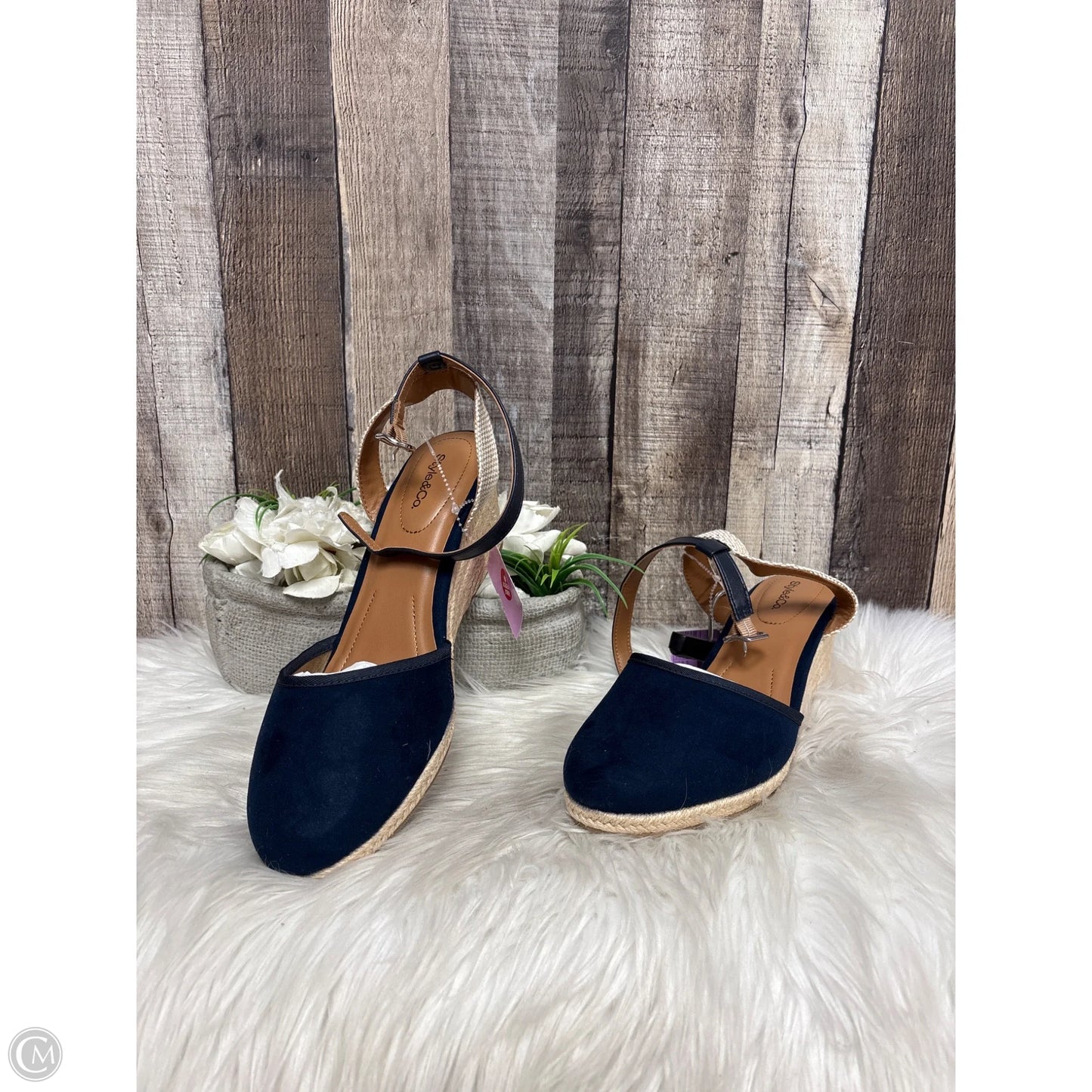 Shoes Heels Wedge By Style And Company In Navy, Size: 9.5