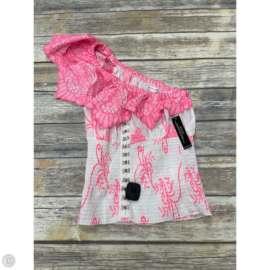Top Sleeveless By Venus In Pink & White, Size: M