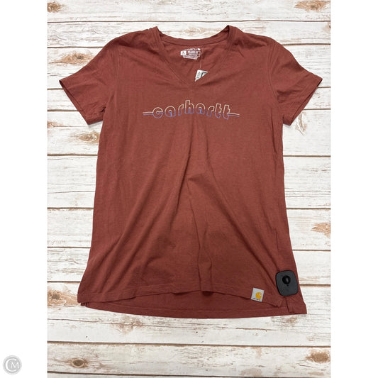 Top Short Sleeve By Carhartt In Brown, Size: M