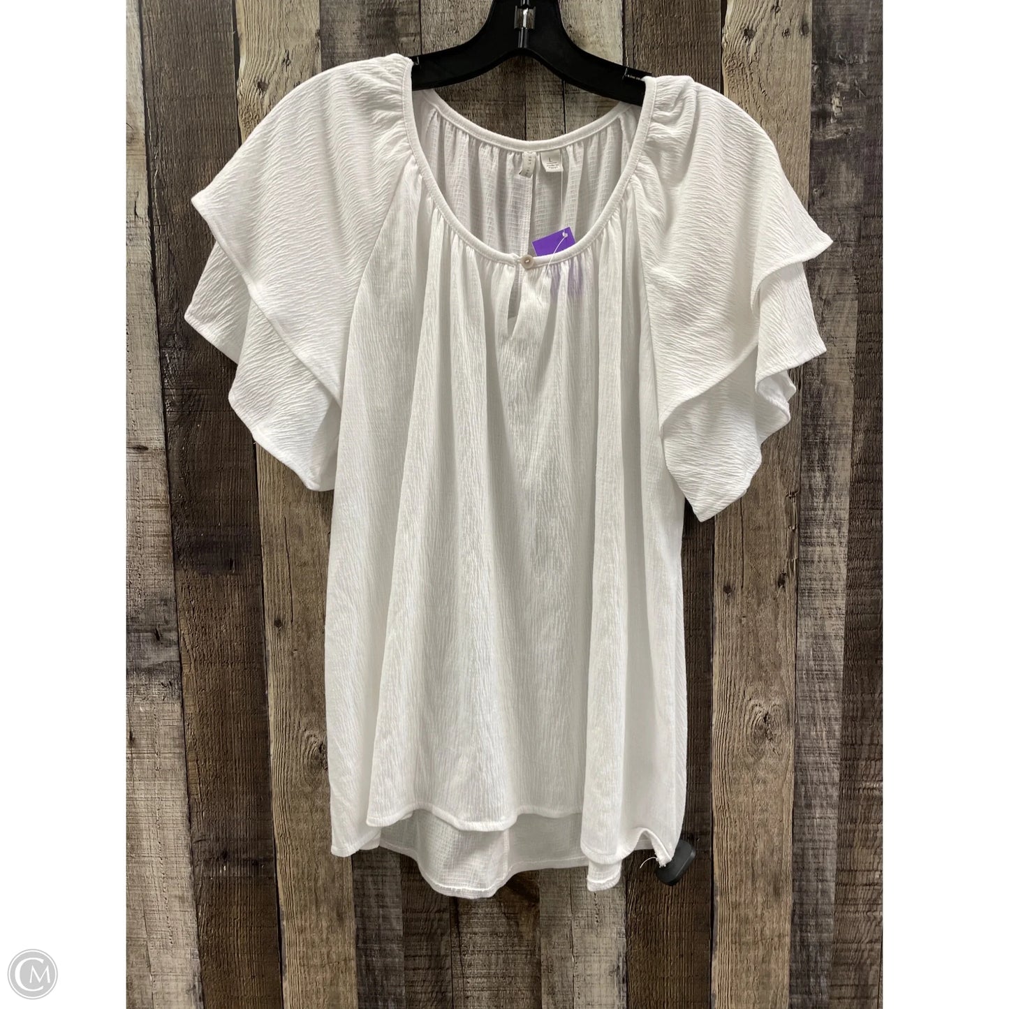 Top Short Sleeve By Cato In White, Size: L