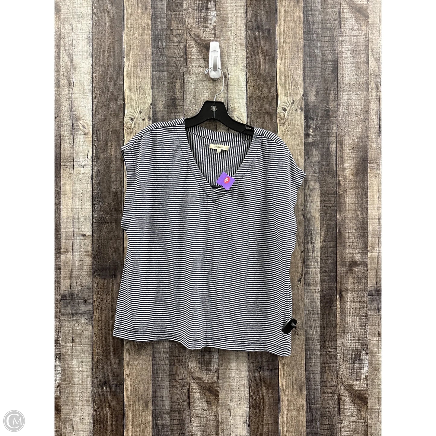 Top Short Sleeve By Madewell In Striped Pattern, Size: M