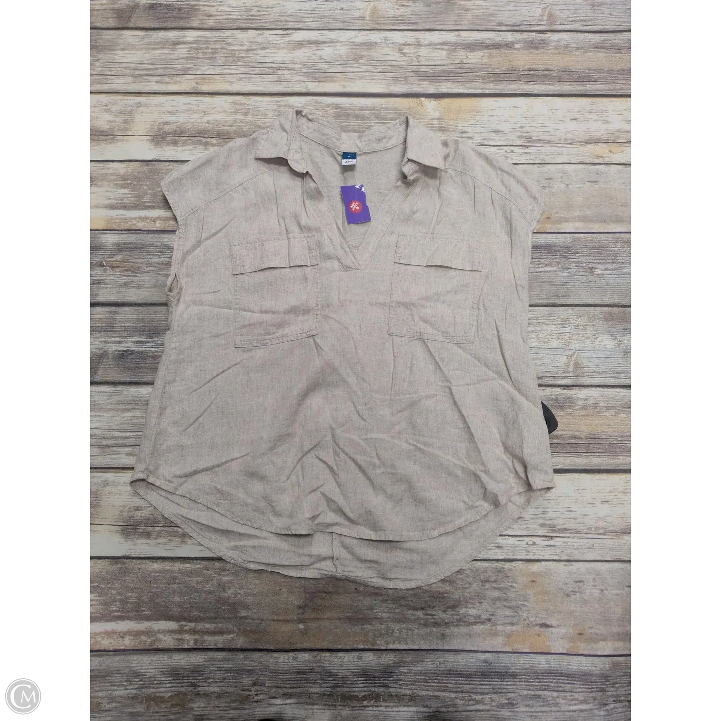 Top Short Sleeve By Old Navy In Tan, Size: M