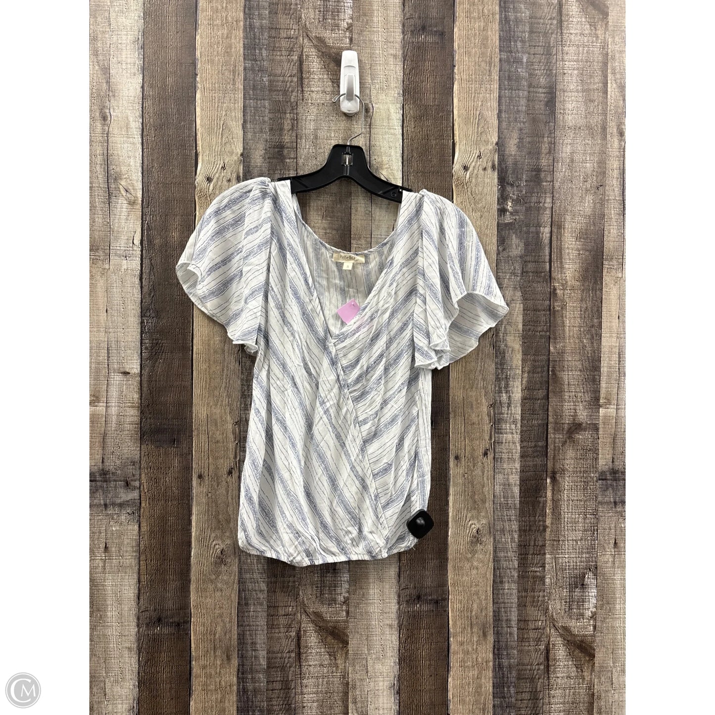 Top Short Sleeve By Rebellion In Blue & White, Size: S