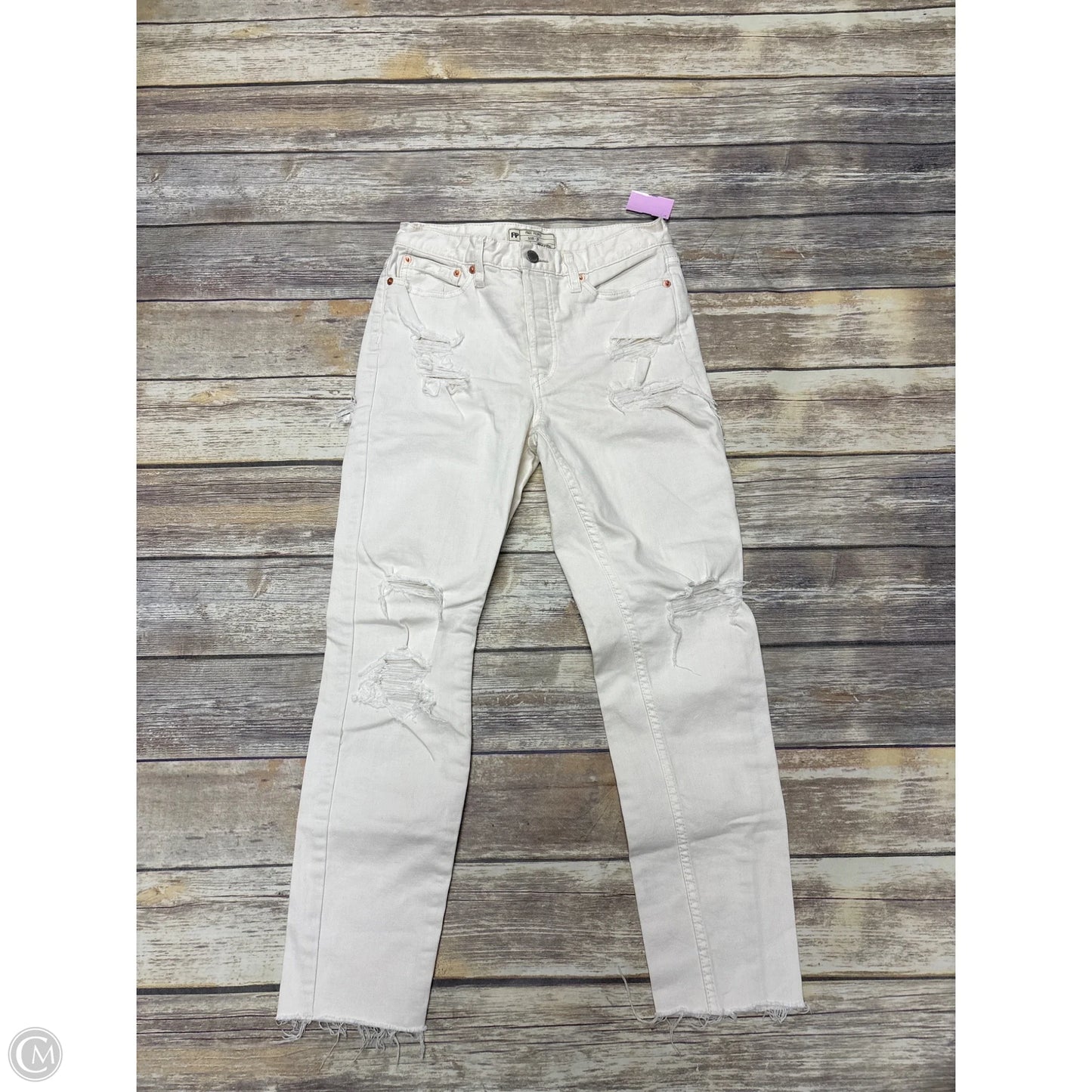 Jeans Straight By Free People In Cream, Size: 4