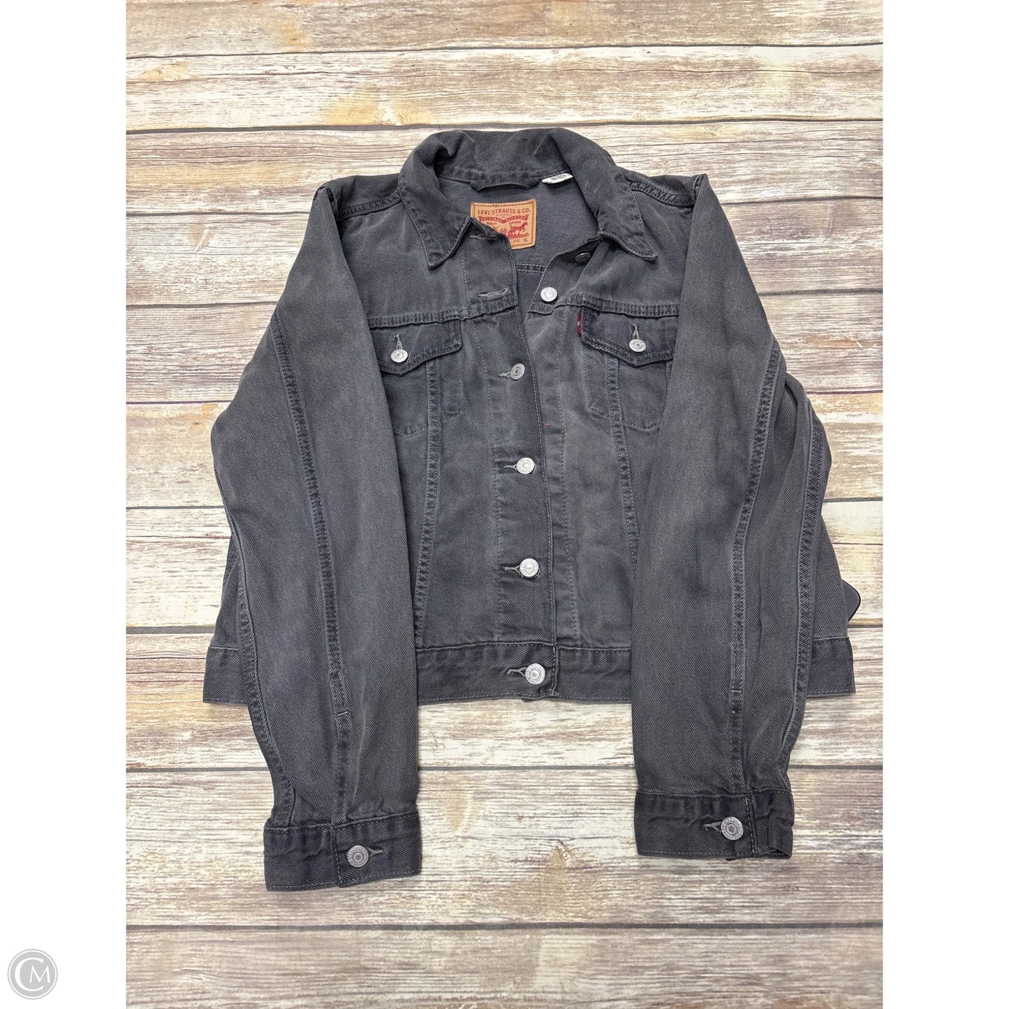 Jacket Denim By Levis In Black Denim, Size: Xl