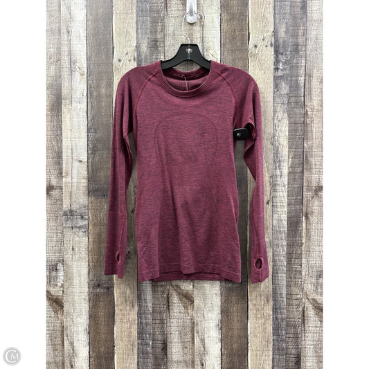 Athletic Top Long Sleeve Collar By Lululemon In Maroon, Size: 6
