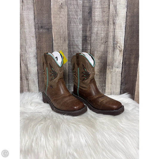 Boots Mid-calf Flats By Justin In Brown, Size: 6.5
