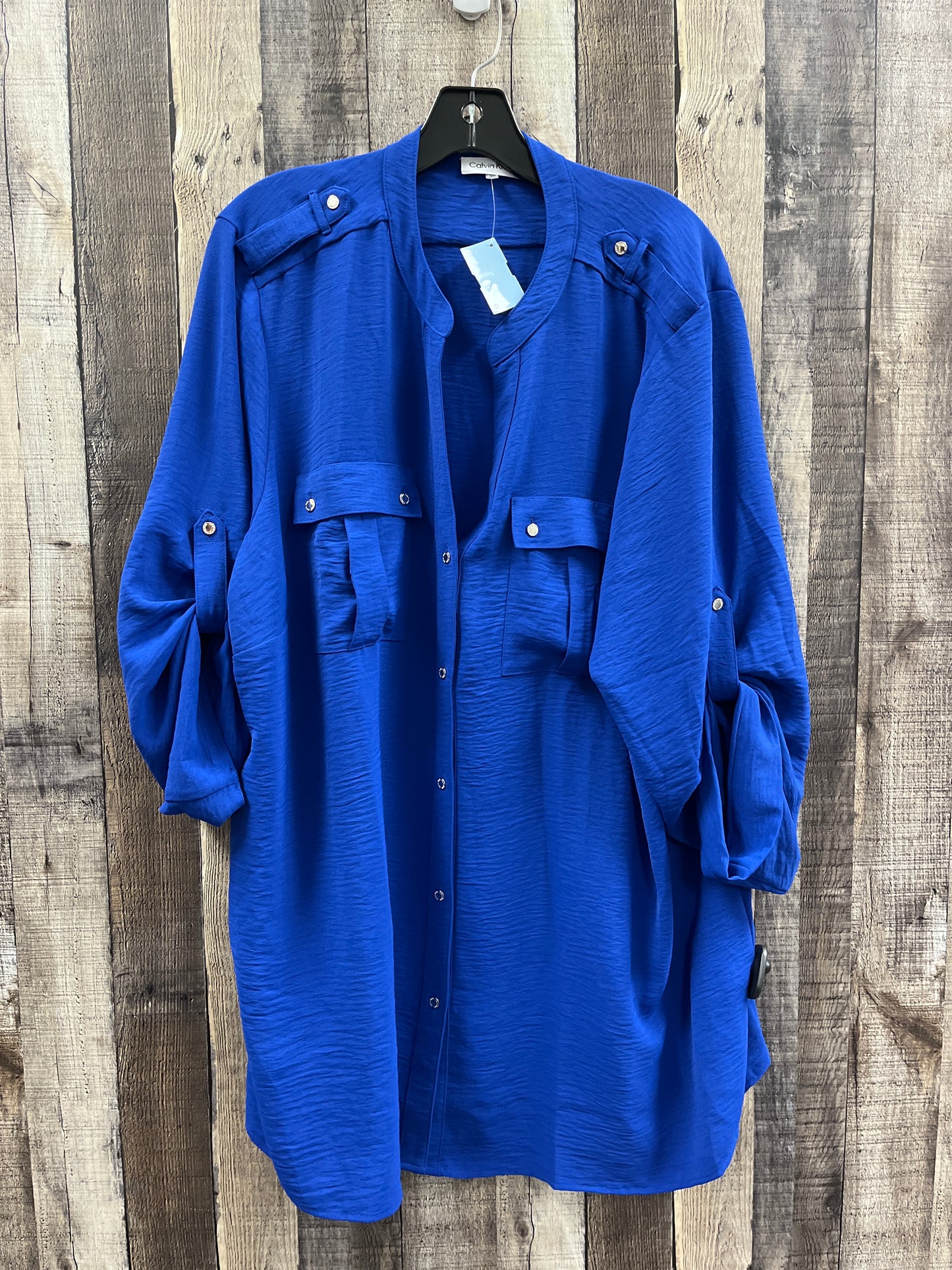 Top Long Sleeve By Calvin Klein In Blue, Size: 2x