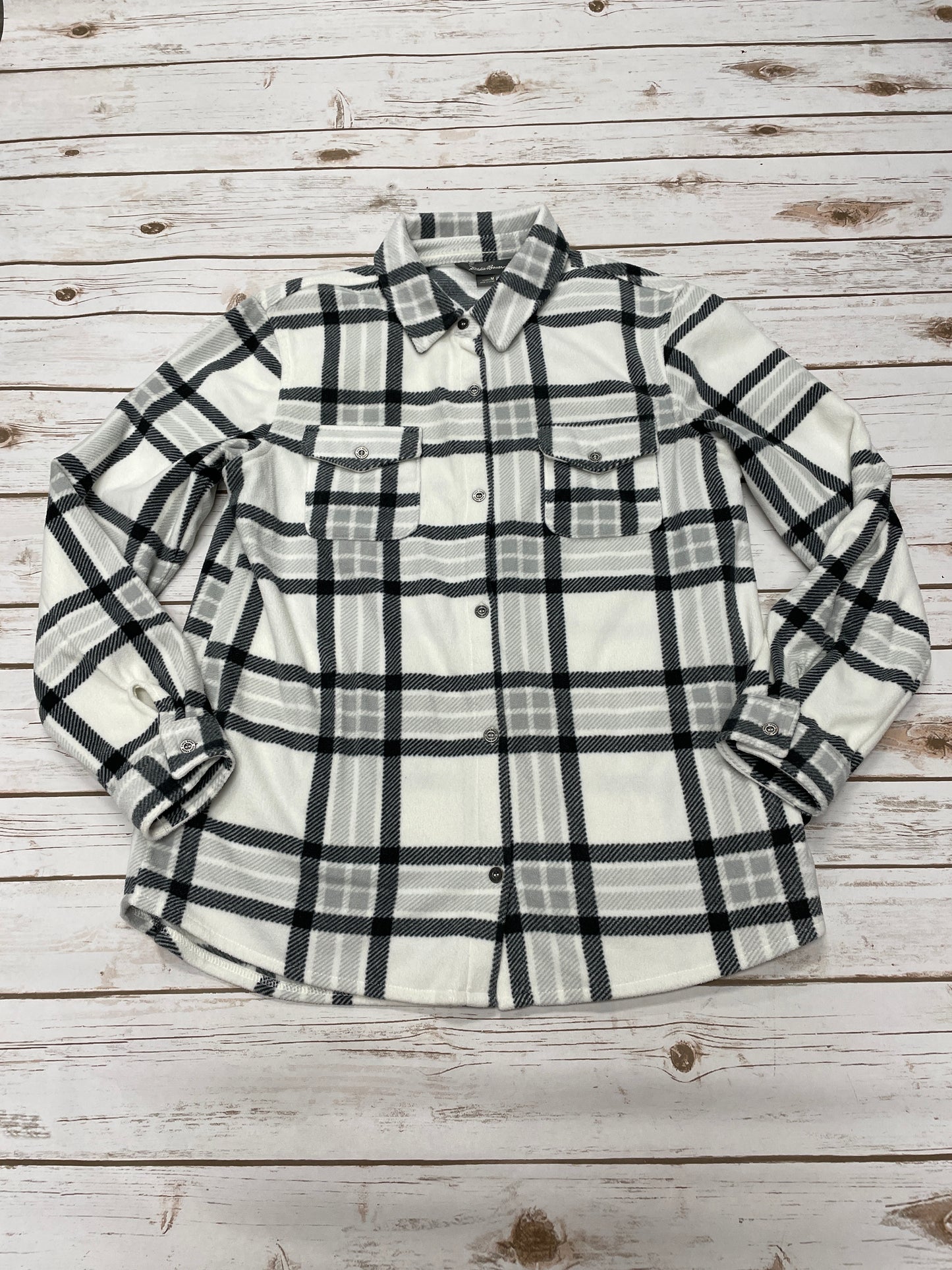 Top Long Sleeve By Eddie Bauer In Plaid Pattern, Size: M