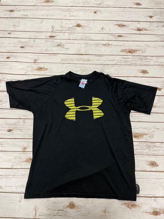 Athletic Top Short Sleeve By Under Armour In Black, Size: L