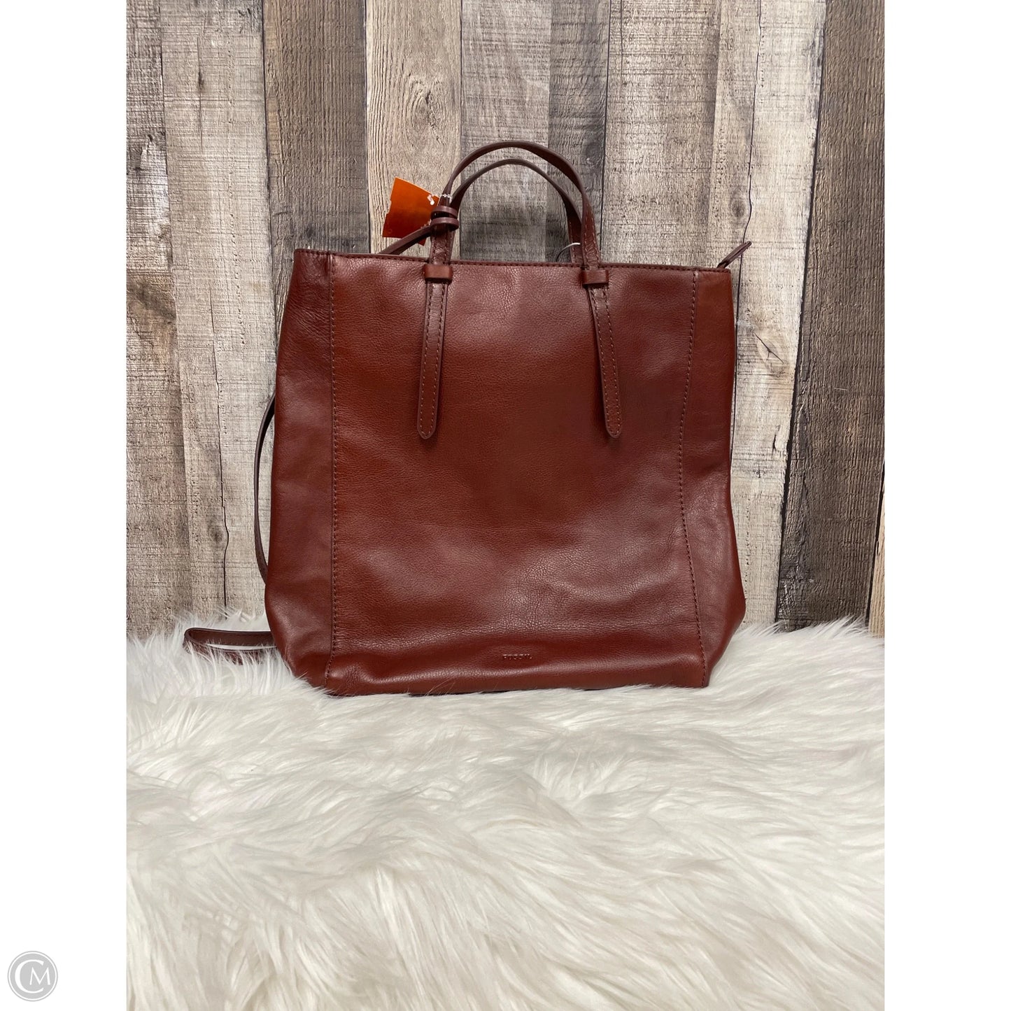 Handbag Leather By Fossil, Size: Large