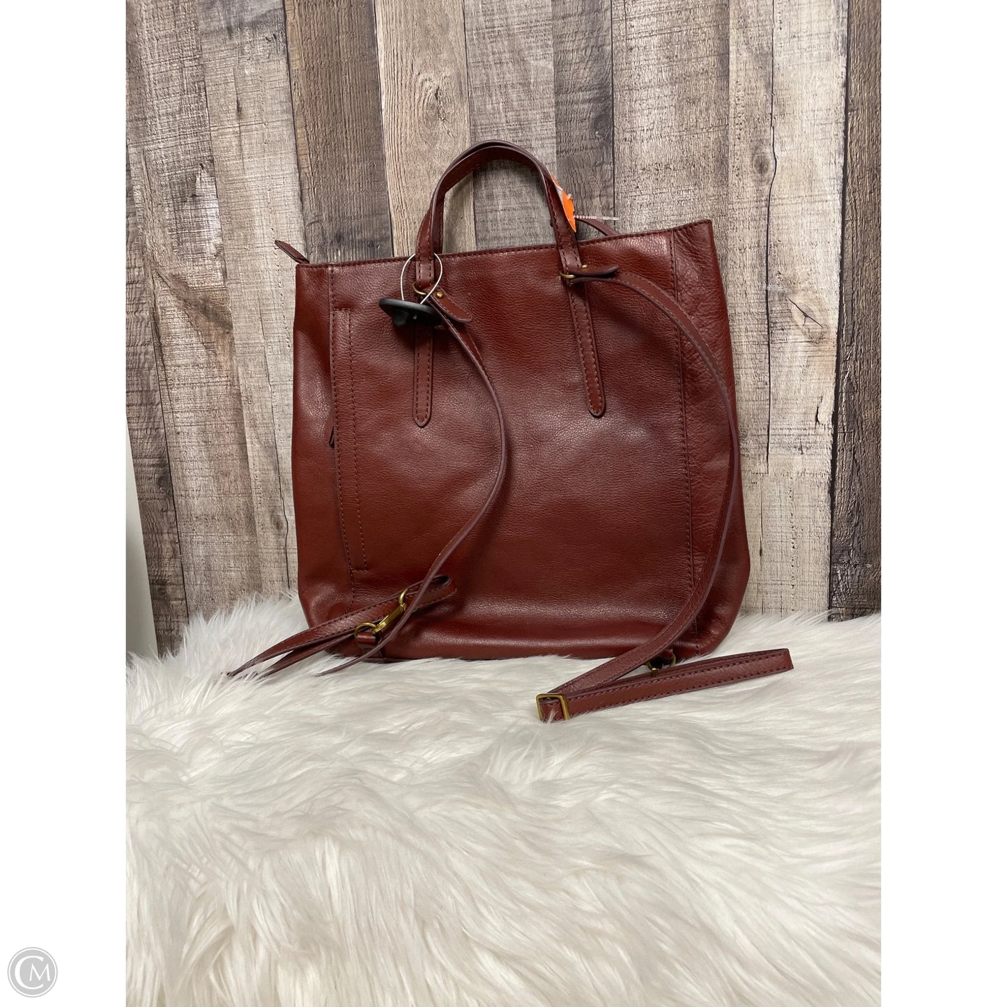 Handbag Leather By Fossil, Size: Large