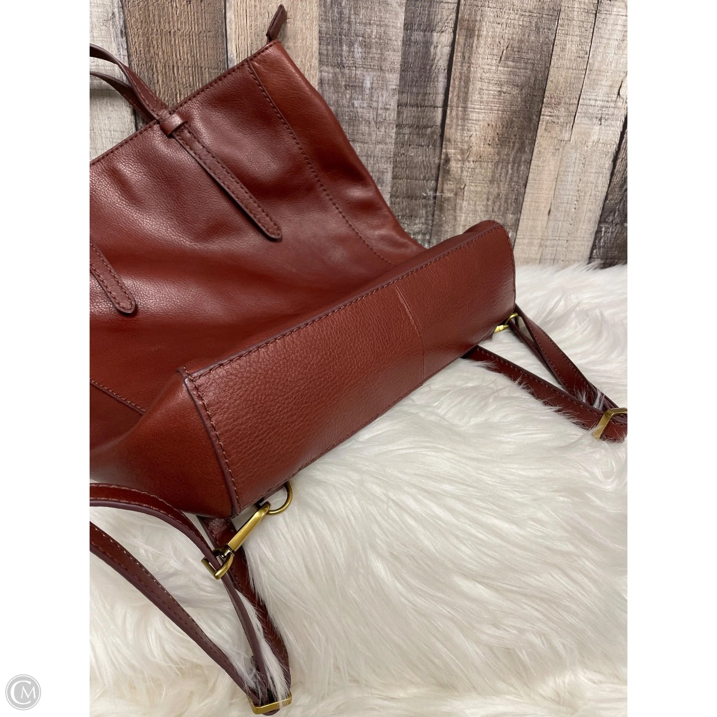 Handbag Leather By Fossil, Size: Large