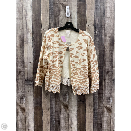 Sweater Cardigan By Chicos In Animal Print, Size: L