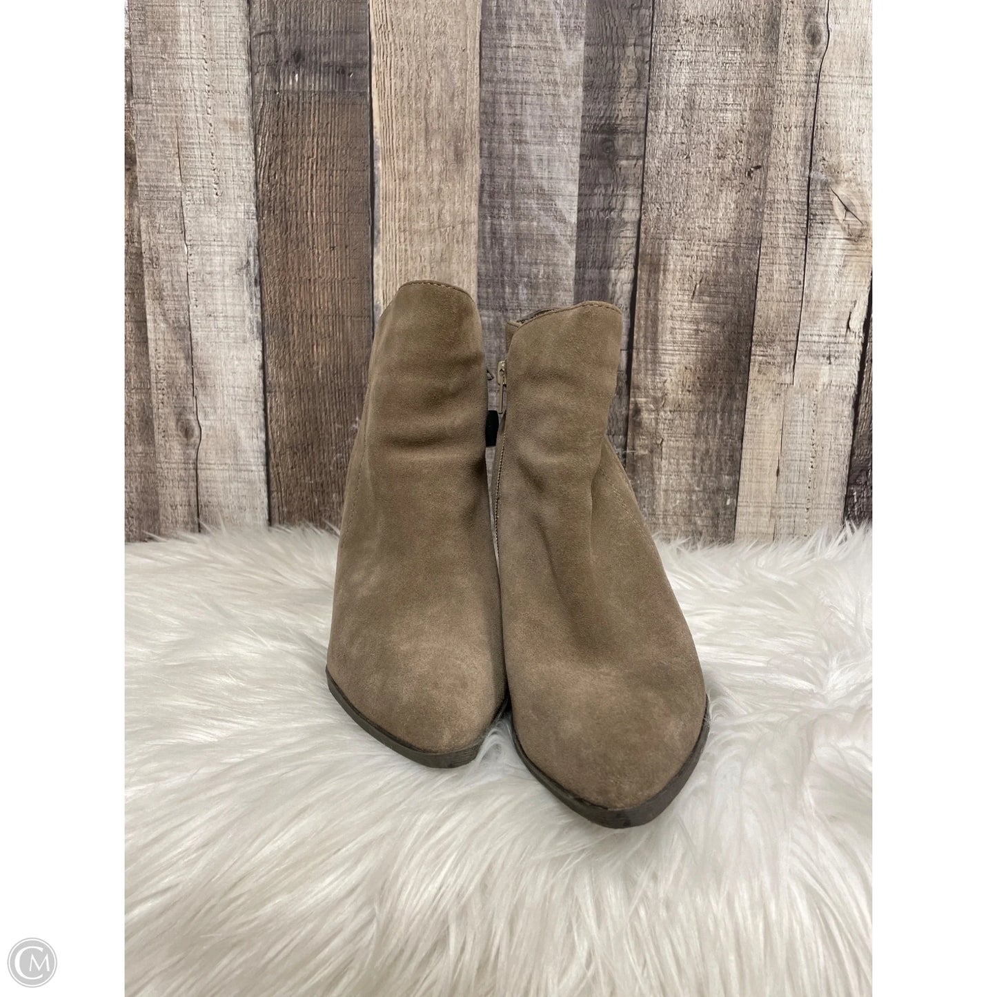 Boots Ankle Heels By Guess In Tan, Size: 10