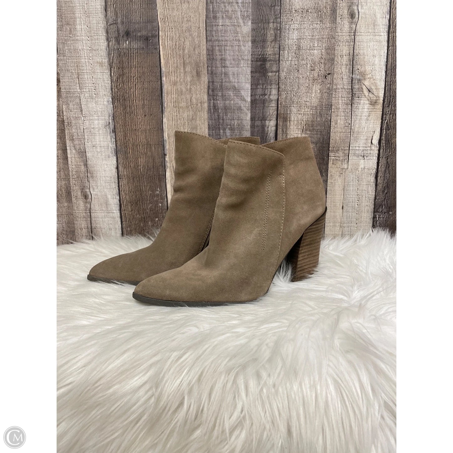 Boots Ankle Heels By Guess In Tan, Size: 10