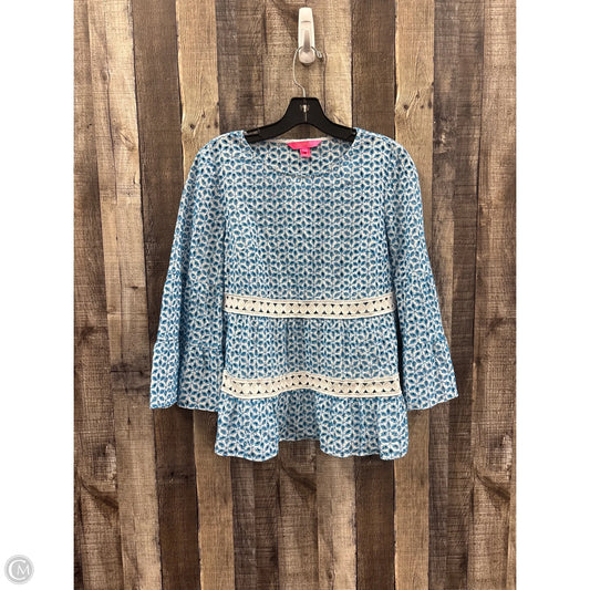 Top 3/4 Sleeve Designer By Lilly Pulitzer In Blue & White, Size: S