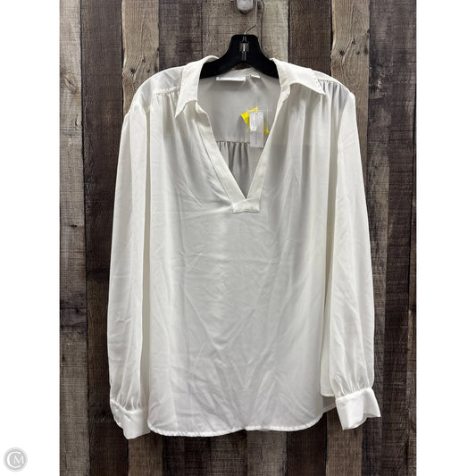 Blouse Long Sleeve By New York And Co In White, Size: Xxl